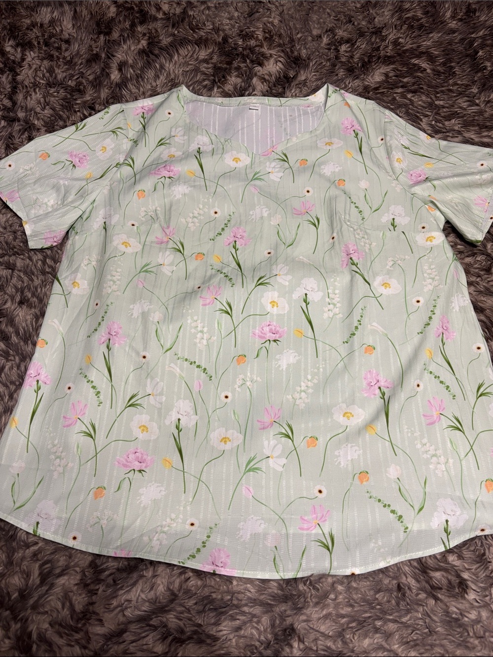 Mint Green Floral Short Sleeve Tunic Top